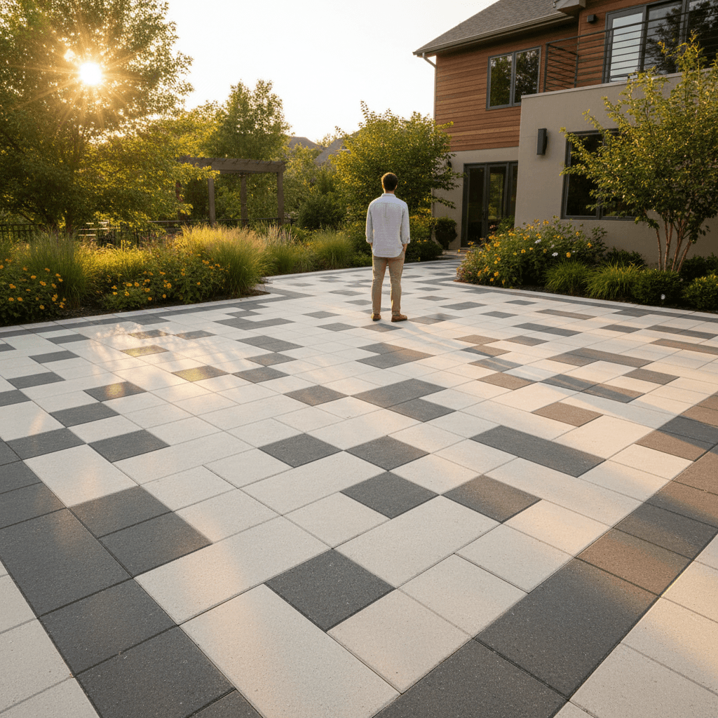 Finished residential patio hardscape installation